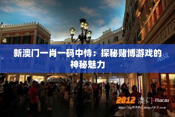 新澳门一肖一码中恃：探秘赌博游戏的神秘魅力