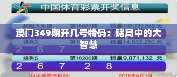 澳门349期开几号特码:赌局中的大智慧