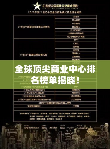 全球顶尖商业中心排名榜单揭晓！